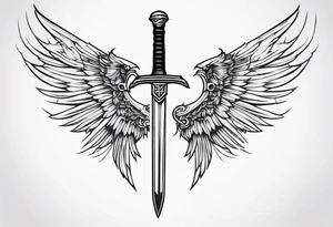Sword with cyber sigilism wings tattoo idea