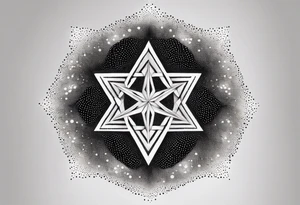 Expanding 3D pentagrams, geometric, tattoo idea