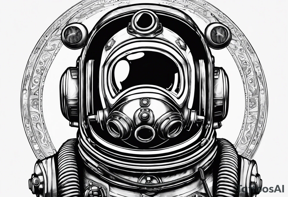 mark v diving helmet mixed with a space helmet tattoo idea