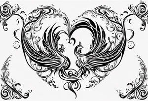 Phoenix heart shaped swirl tattoo idea