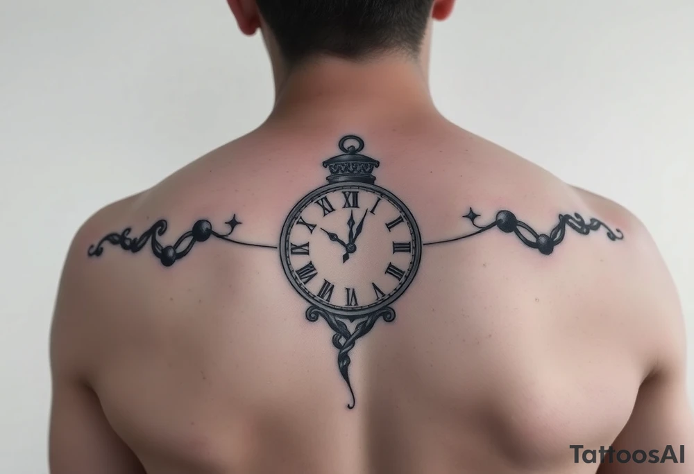 Japanese style tattoo  with a clock tattoo idea