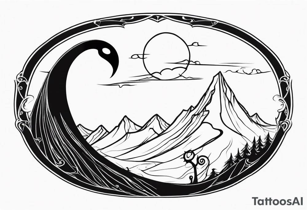 jack skellington on the curved montain tattoo idea