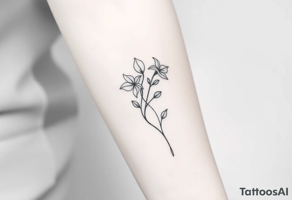 Fine line black and white tattoo of snap dragon flowers tattoo idea