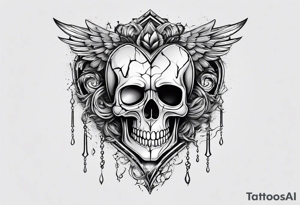 Solid thick lines.
Broken heart with skull.
Respect, honesty tattoo idea