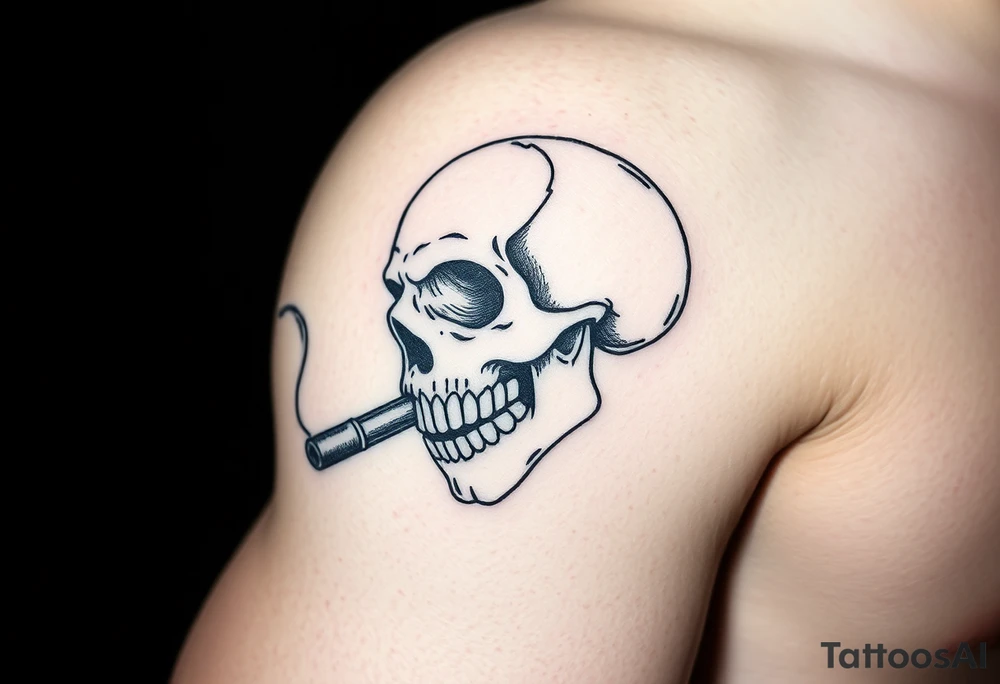 skull with a smoking cigar in his mouth,money. tattoo idea