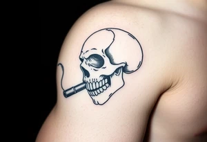 skull with a smoking cigar in his mouth,money. tattoo idea