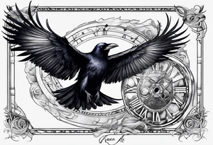raven attacking 
roman numeral seven
Omnia Urunt tattoo idea