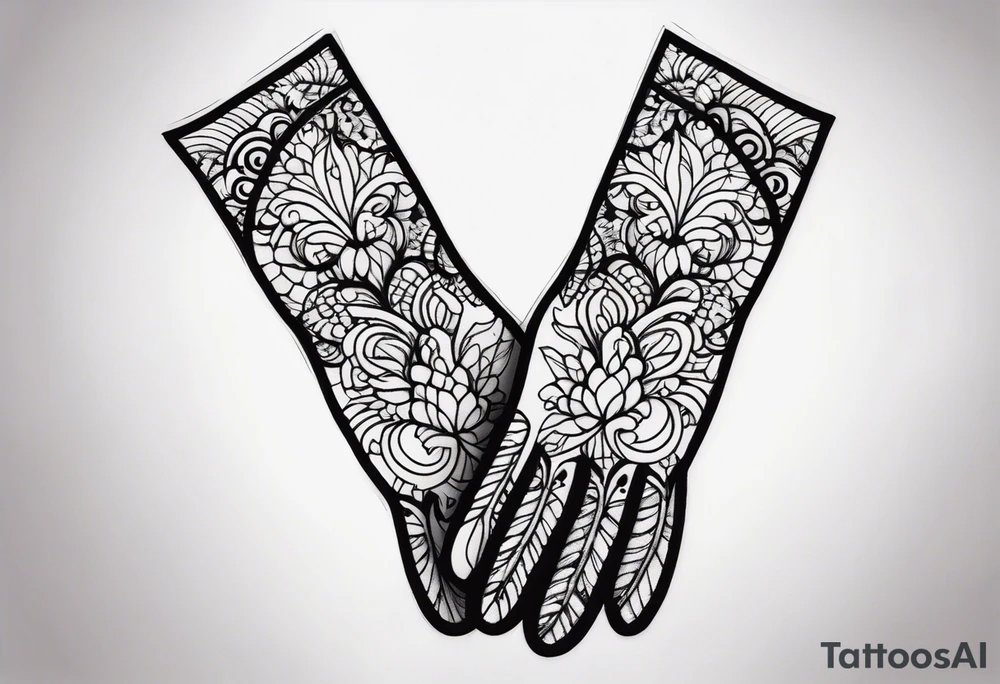 Elbow length lace glove tattoo idea