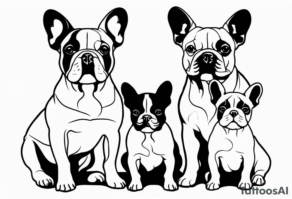 three French bulldogs tattoo idea