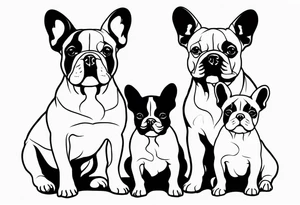 three French bulldogs tattoo idea