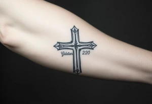 Christian Cross with Galatians 2:20 tattoo idea