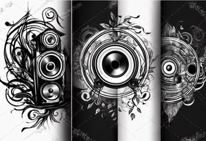 music speaker note tree stave DJ tattoo idea