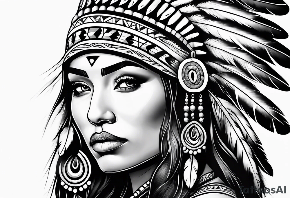 Native American woman spirit tattoo idea