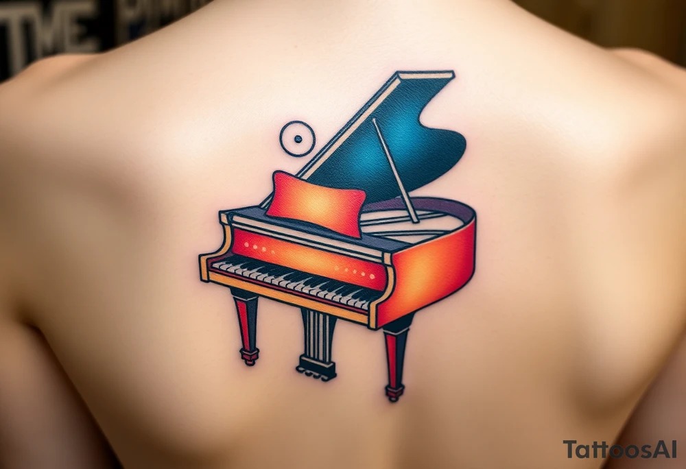 Colorful piano tattoo idea