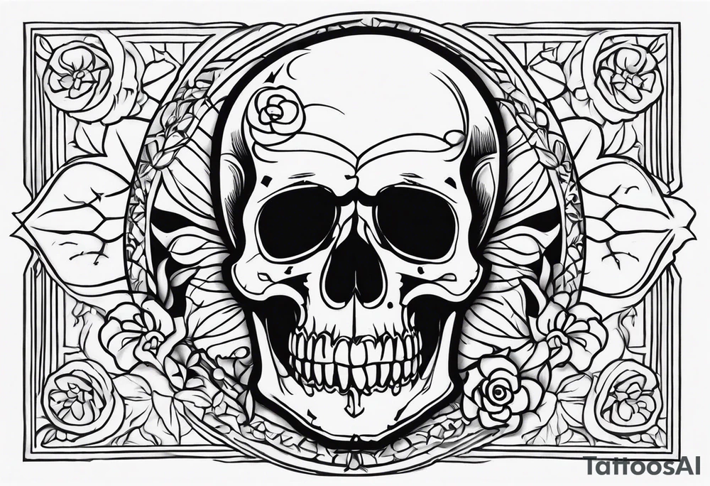 Memento mori writen skull sleeve tattoo design tattoo idea