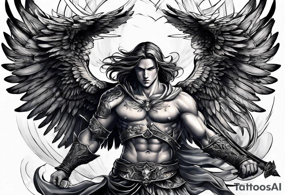 Angel warrior tattoo fighting tattoo idea