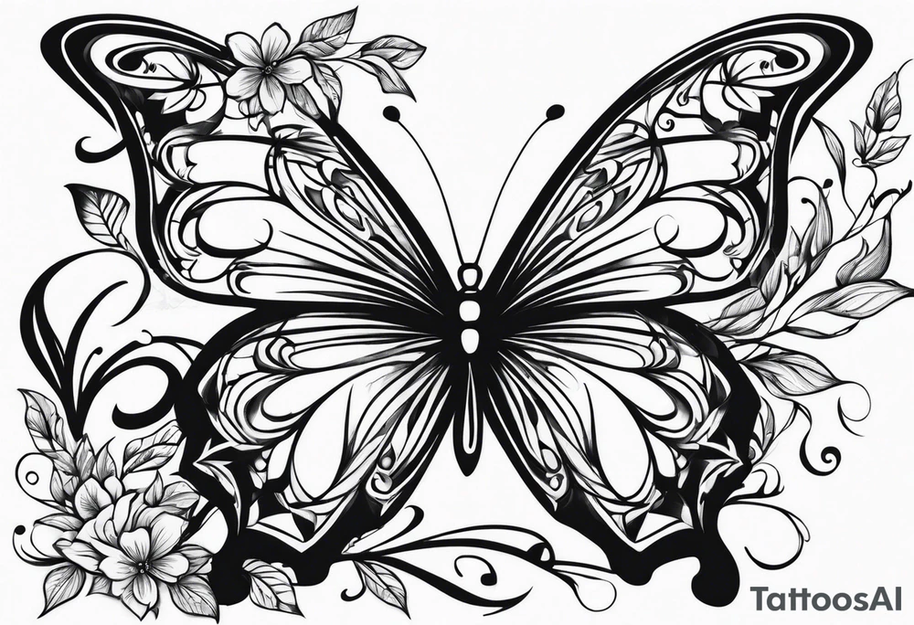 vines of leaf and butterfly tattoo wrap around tattoo idea