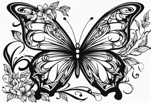 vines of leaf and butterfly tattoo wrap around tattoo idea