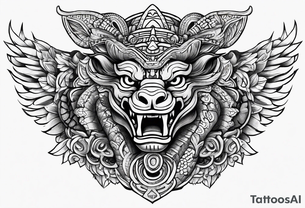 aztec feathered serpent full body tattoo idea