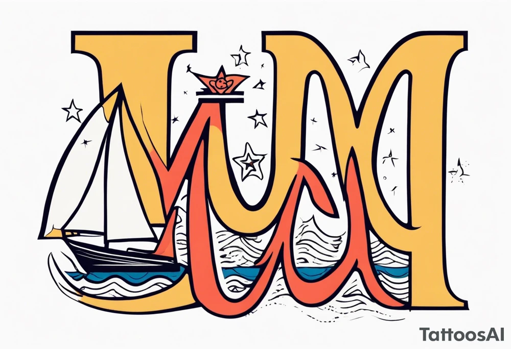 sailor style with word “mom” tattoo idea