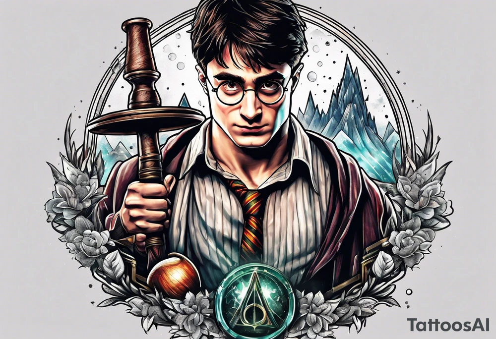 Harry Potter lifting weights tattoo idea