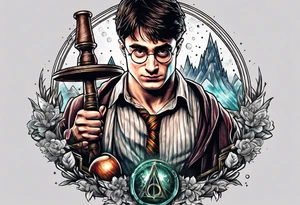 Harry Potter lifting weights tattoo idea