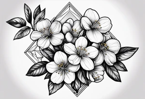blackout apple blossoms in triangle tattoo idea