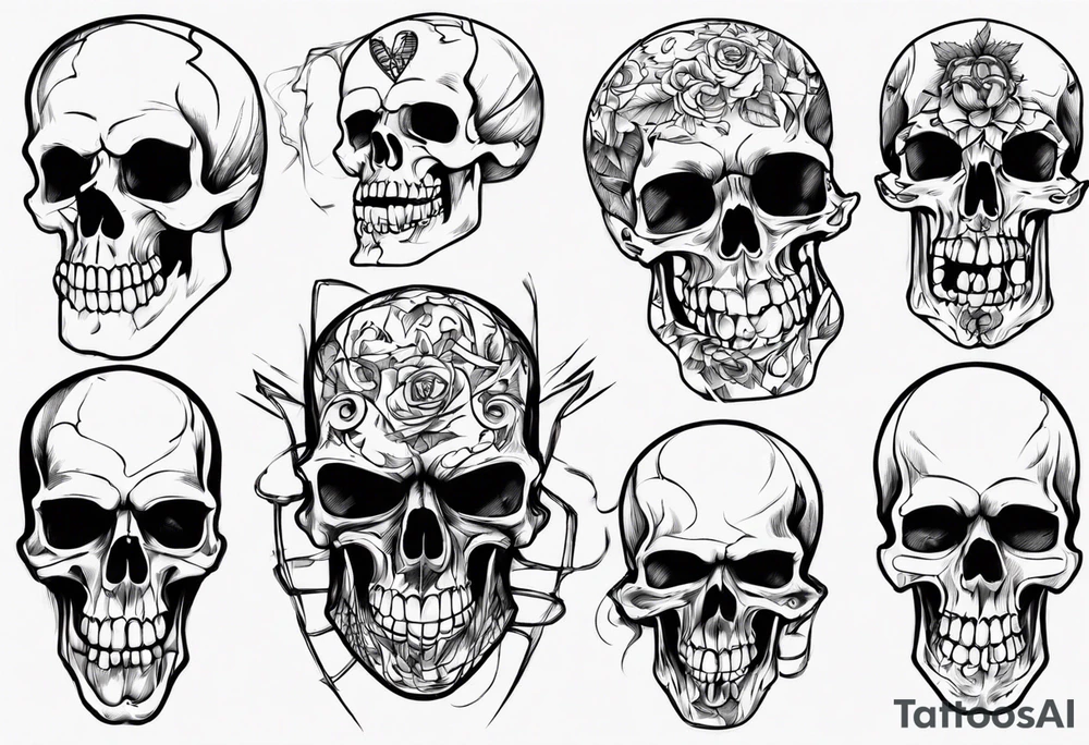 Barbs wired and skulls tattoo idea