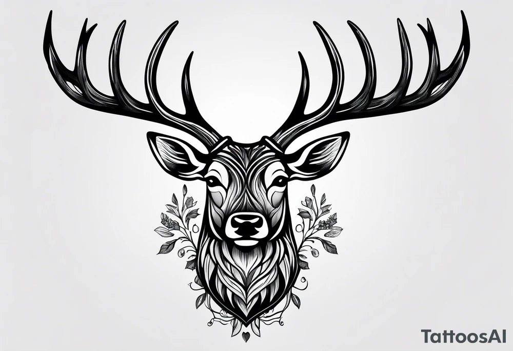 Deer antlers head simple tattoo idea