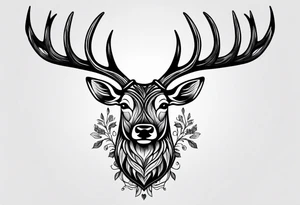 Deer antlers head simple tattoo idea