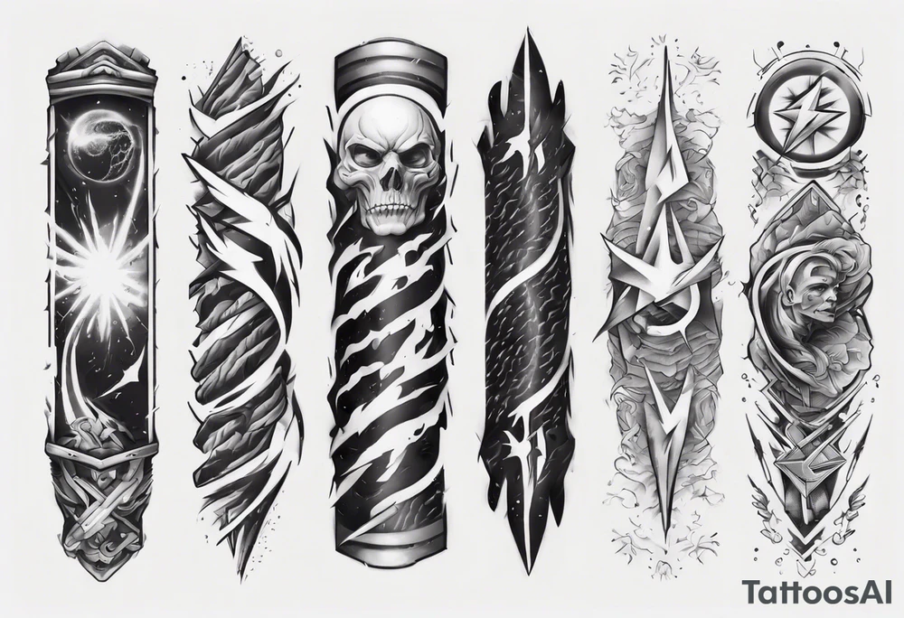 forearm sleeve thunder pattern tattoo idea