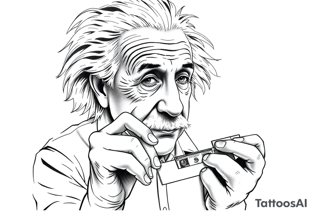 Einstein using a money counter tattoo idea