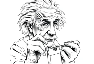 Einstein using a money counter tattoo idea