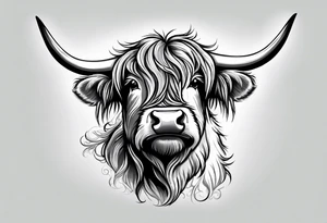highland cow smiling standing tattoo idea