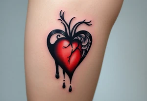 A bleeding heart with blackened edges, transitioning into a smoky, fading effect, symbolizing love lost to time. tattoo idea