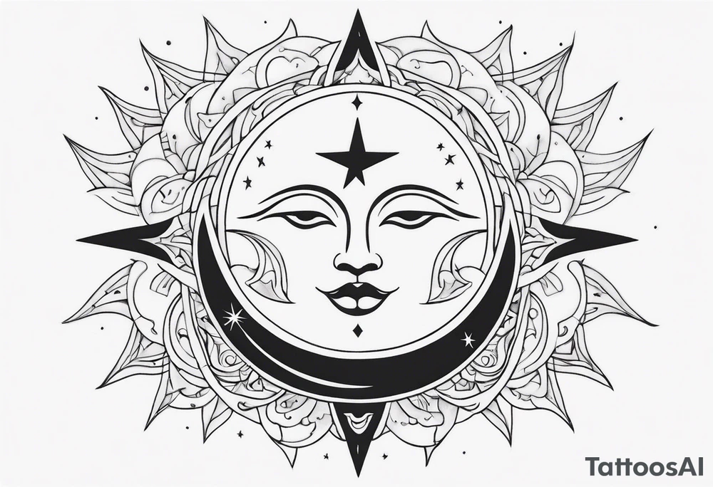 Sun and moon tattoo idea