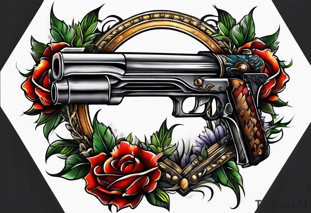 A weapon tucked into my beltline tattoo idea