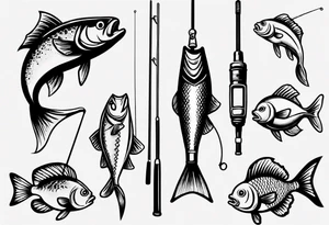 Fishing rod with fish tattoo idea