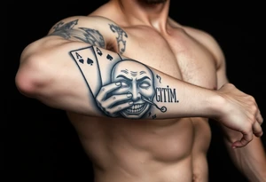 5 card hand,  Gemini twins, and a happy mask getting pulled off tattoo idea