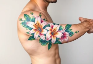 Lilies and emeralds tattoo idea