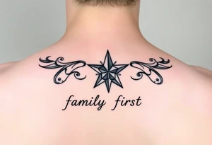 “family first”, mortality, nautical star, mental health healing, cancer astrological sign tattoo idea