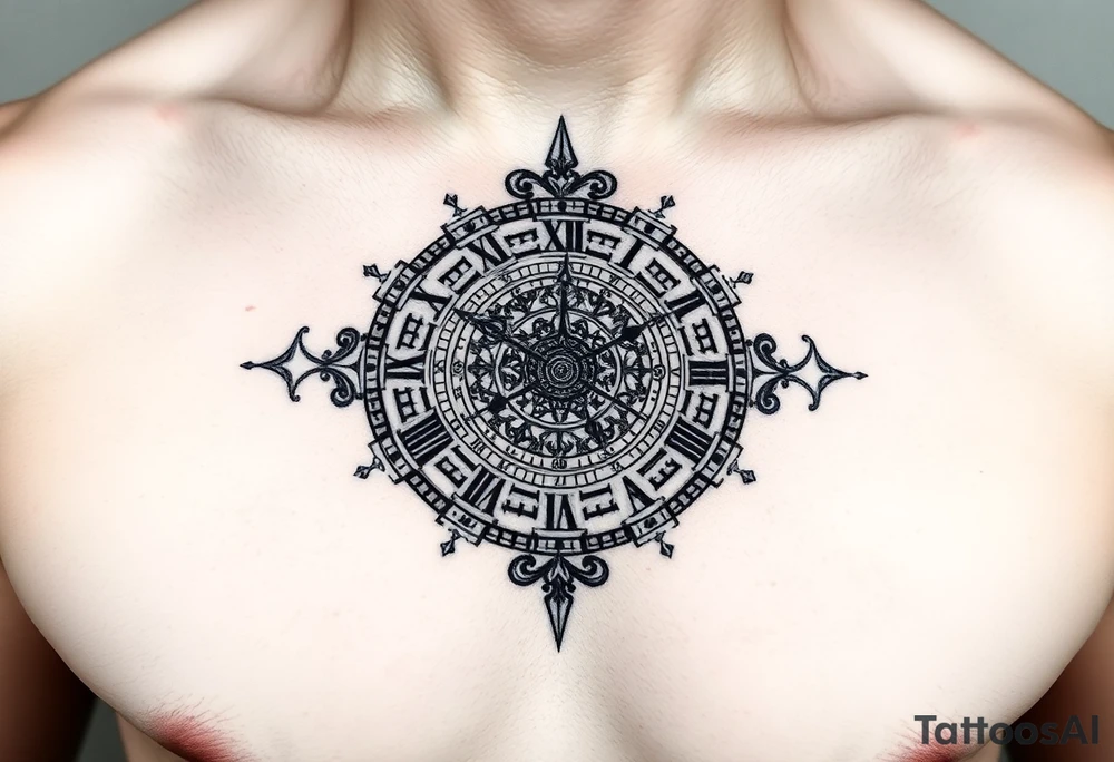vintage roman numerals within ornate clockwork mechanism tattoo idea