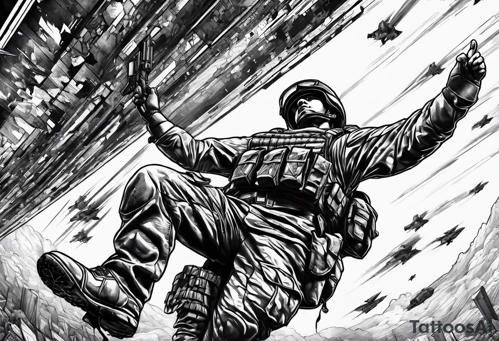soldier reaching for the sky tattoo idea