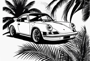 laurel wreath, porsche, palm tree tattoo idea