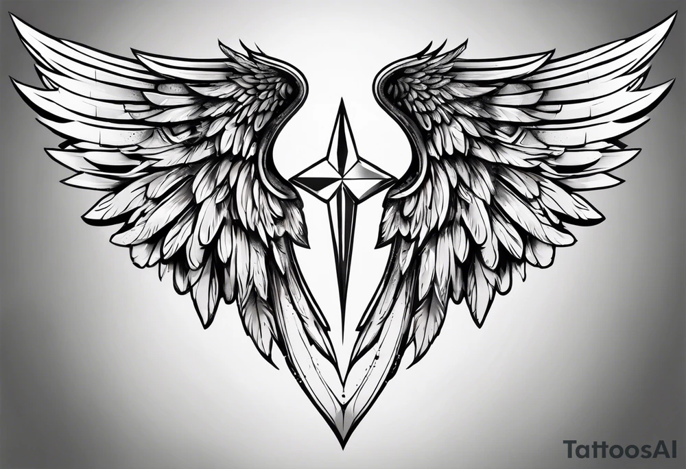 Angel wings with diamond tattoo idea
