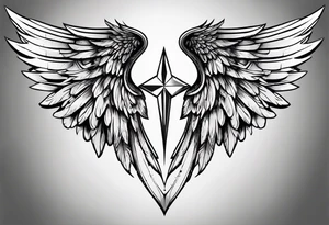 Angel wings with diamond tattoo idea