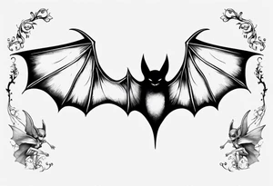 Bat with a fairy on top of its body tattoo idea