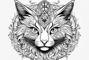 cat, love, angel, demon, peace tattoo idea