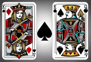 King, queen of spades cards tattoo idea