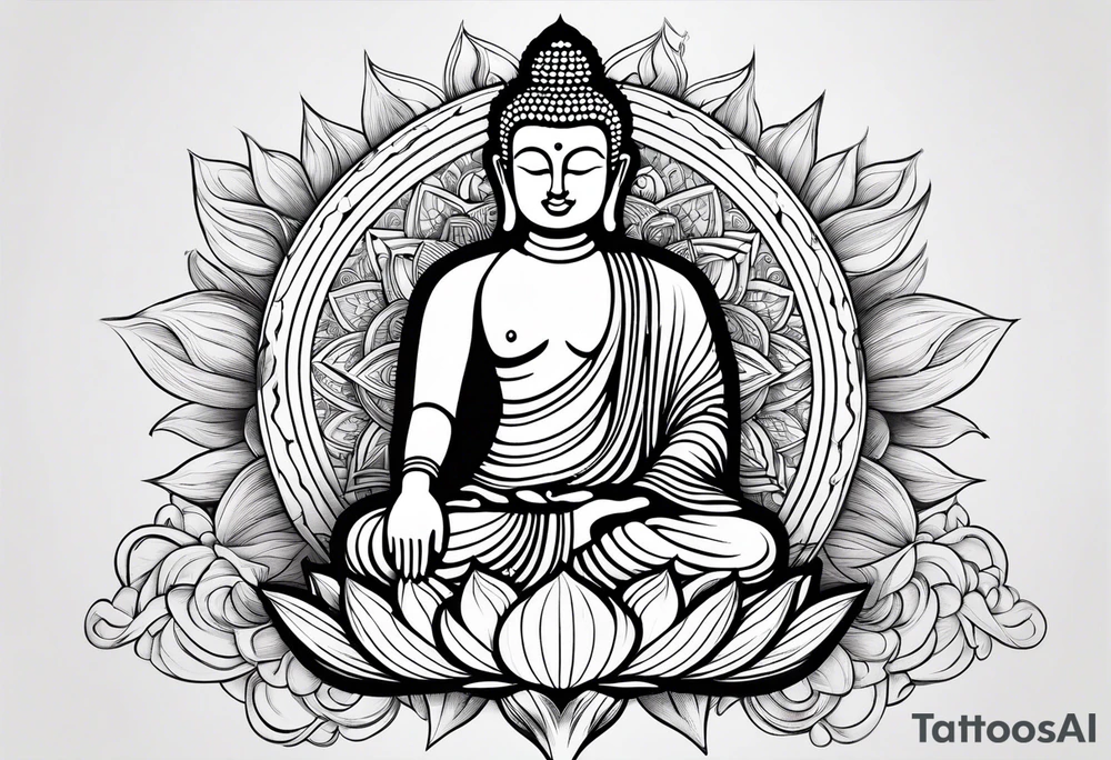 Buddha on lotus ,compass tattoo idea